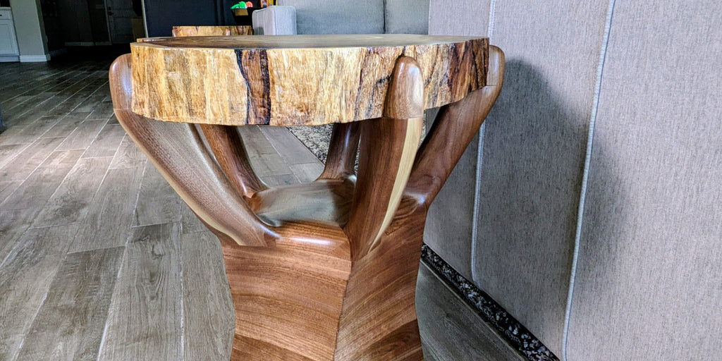 The Twisted Sisters Black Walnut end tables