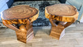The Twisted Sisters Black Walnut end tables