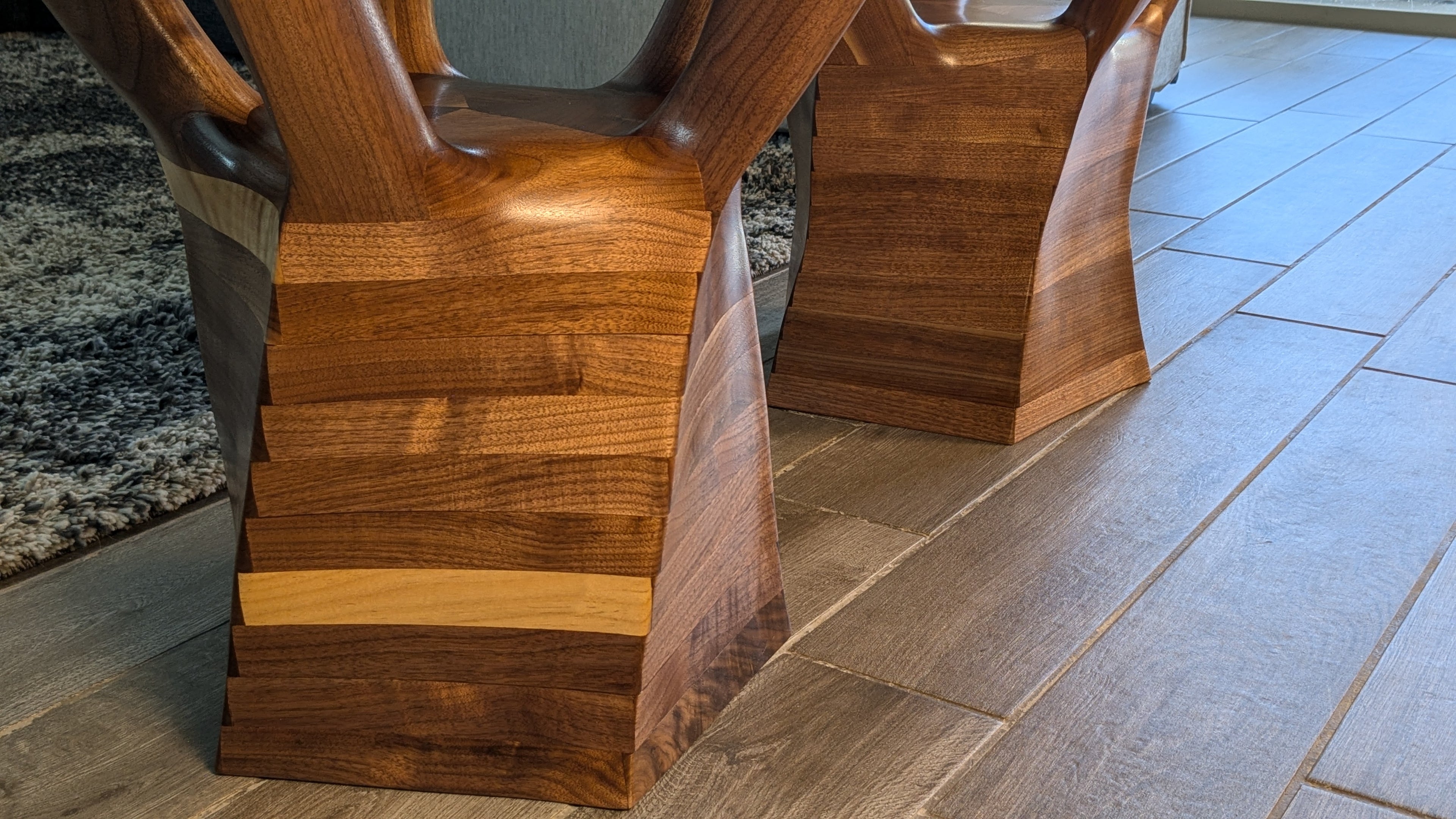 The Twisted Sisters Black Walnut end tables